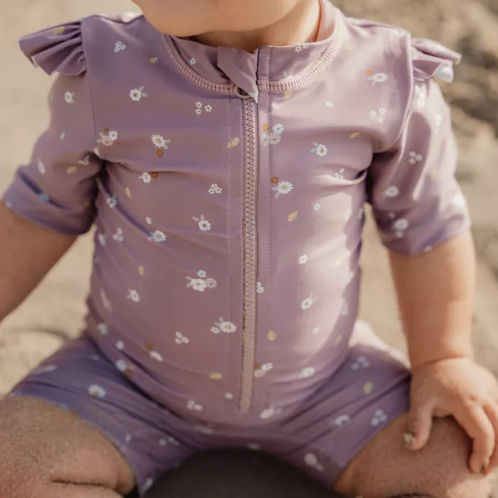 Costum de baie intreg cu protectie UV 50+ - Mauve Blossom - Little Dutch