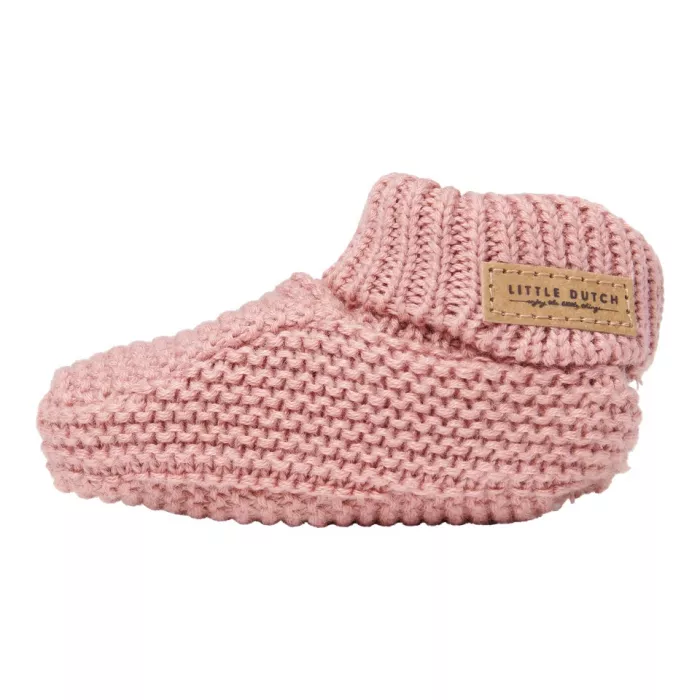 Botosei tricotati pentru bebelusi - Vintage Pink - Little Pink Flowers - Little Dutch