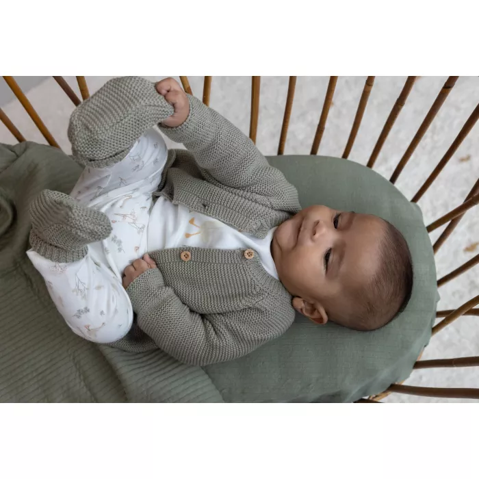 Cardigan tricotat pentru bebelusi - Olive - Sailors Bay - Little Dutch