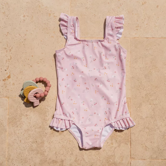 Costum de baie intreg cu protectie UV 50+ - Little Pink Flowers - Little Dutch