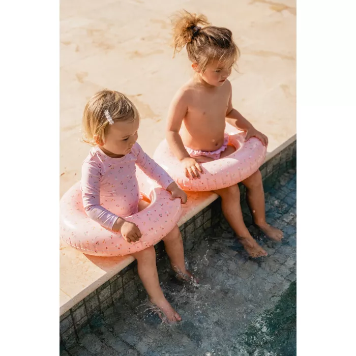 Costum de baie intreg cu maneca lunga cu protectie UV 50+ - Little Pink Flowers - Little Dutch