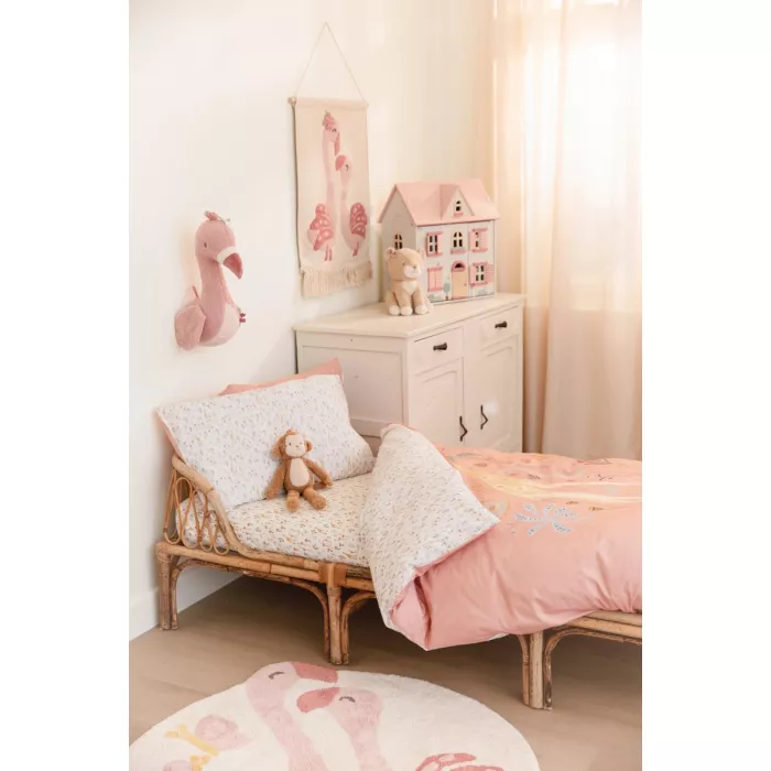 Poster tesut din bumbac organic pentru camera copilului - Flamingo - Safari Friends - Little Dutch