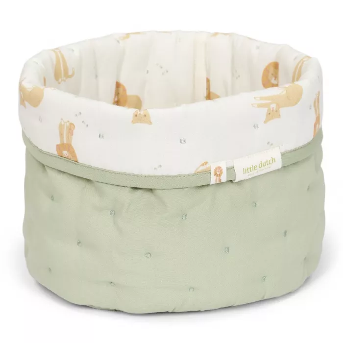 Cos de depozitare rotund matlasat pentru comoda de infasat - 20 x 15 - Green Leo Safari - Little Dutch