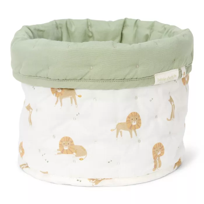Cos de depozitare rotund matlasat pentru comoda de infasat - 20 x 15 - Green Leo Safari - Little Dutch