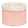 Cos de depozitare matlasat mediu din bumbac organic - 30 x 25 - Roz Blooming Safari - Little Dutch