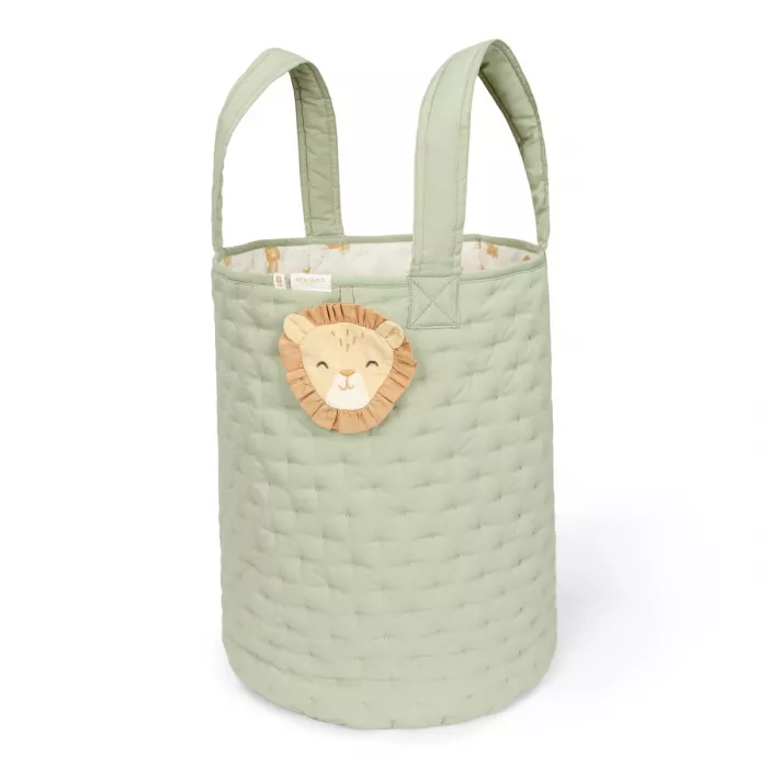 Cos de depozitare din bumbac organic pentru camera copilului - 35x45 cm -  Green Leo Safari - Little Dutch