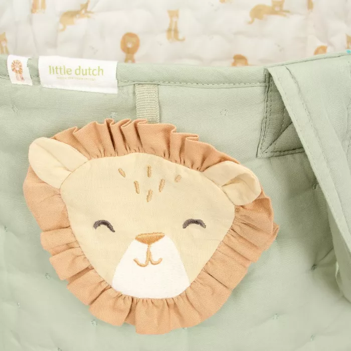 Cos de depozitare din bumbac organic pentru camera copilului - 35x45 cm -  Green Leo Safari - Little Dutch