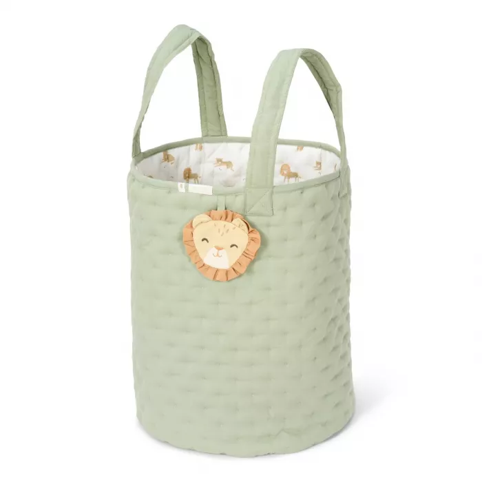 Cos de depozitare din bumbac organic pentru camera copilului - 35x45 cm -  Green Leo Safari - Little Dutch