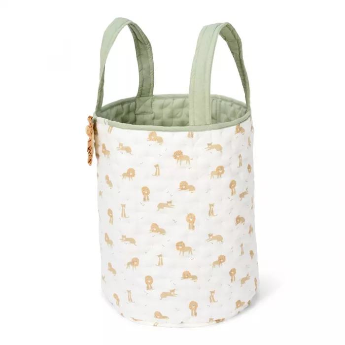 Cos de depozitare din bumbac organic pentru camera copilului - 35x45 cm -  Green Leo Safari - Little Dutch
