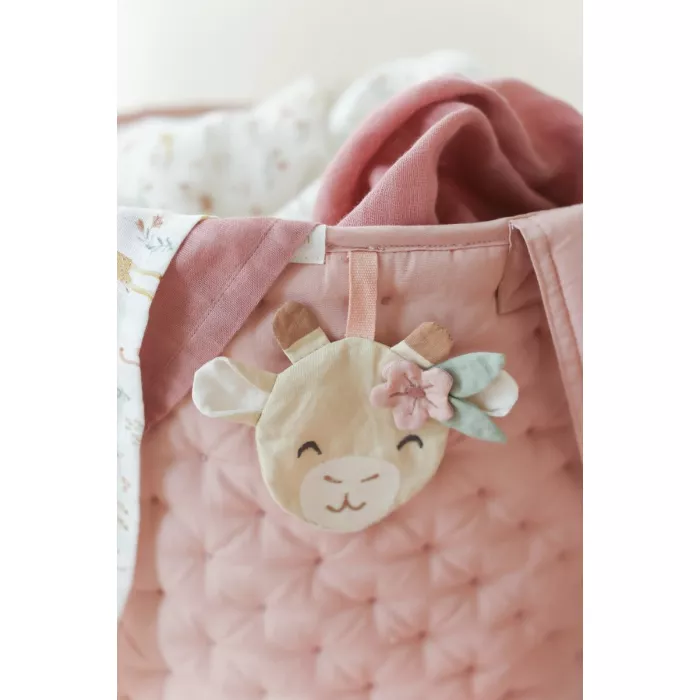 Cos de depozitare din bumbac organic pentru camera copilului - 35x45 cm -  Roz Blooming Safari - Little Dutch