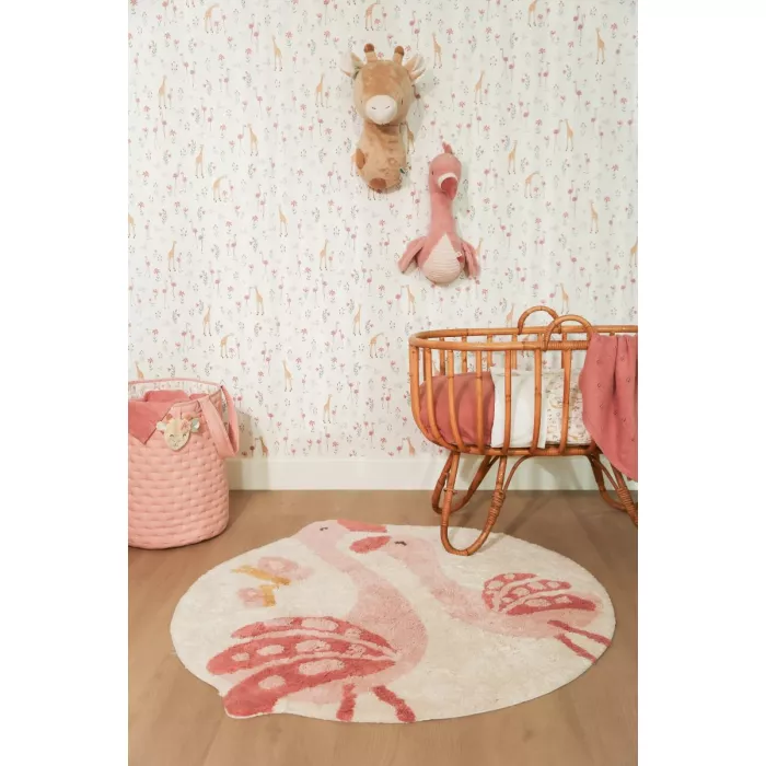 Cos de depozitare din bumbac organic pentru camera copilului - 35x45 cm -  Roz Blooming Safari - Little Dutch
