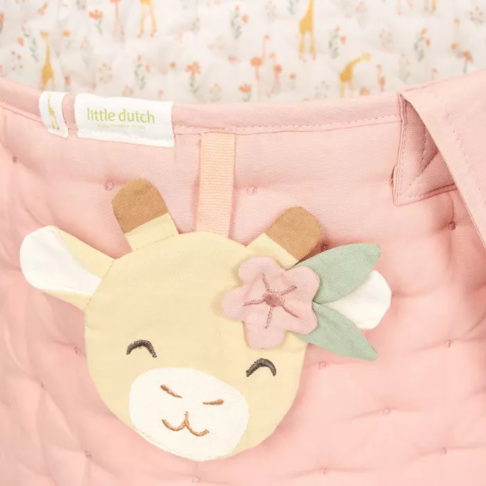 Cos de depozitare din bumbac organic pentru camera copilului - 35x45 cm -  Roz Blooming Safari - Little Dutch