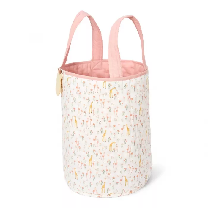 Cos de depozitare din bumbac organic pentru camera copilului - 35x45 cm -  Roz Blooming Safari - Little Dutch