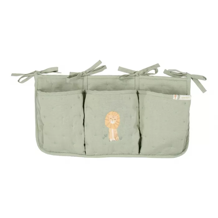 Organizator din bumbac organic pentru patut - Safari Leo - Little Dutch