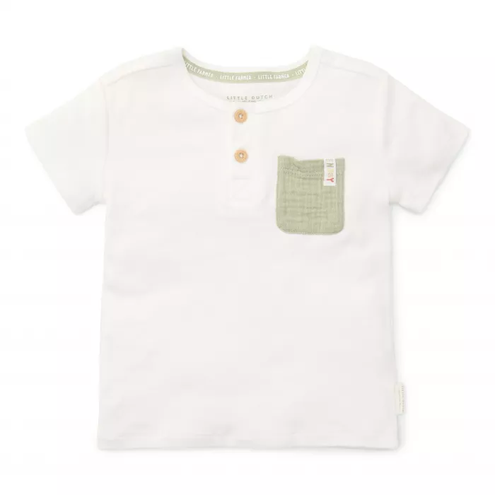 Tricou din bumbac organic - Off White Farm Life - Little Dutch