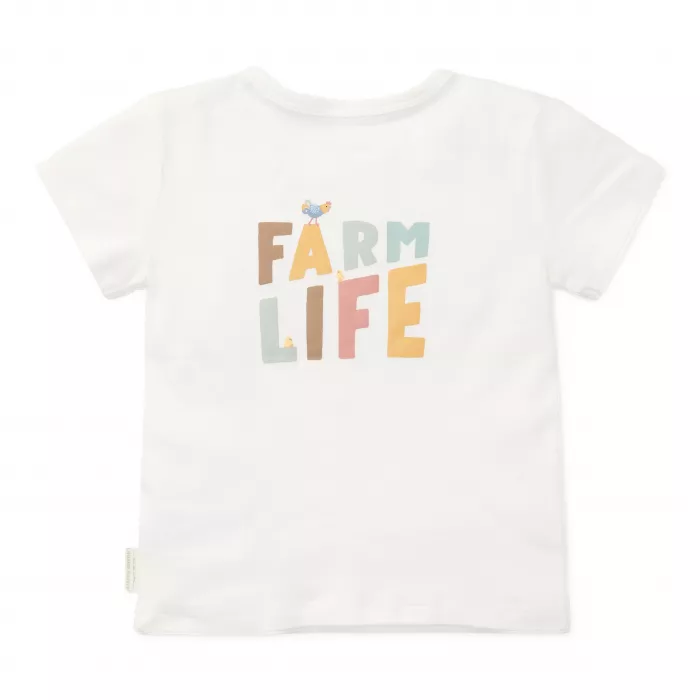 Tricou din bumbac organic - Off White Farm Life - Little Dutch