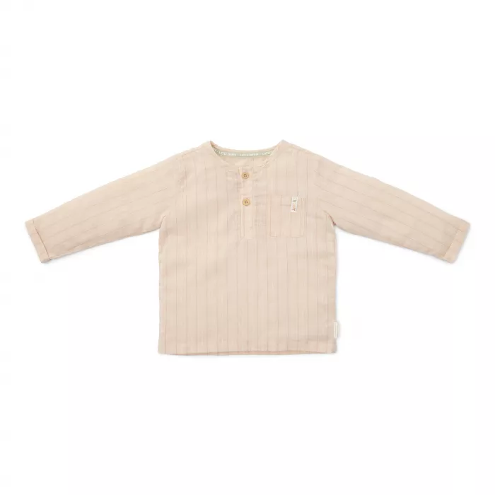 Bluza cu maneca lunga din mix de in si bumbac - Sand Stripes - Little Dutch