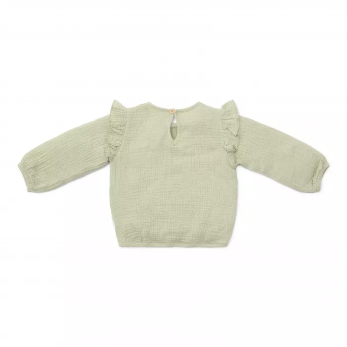 Bluza cu maneca lunga din muselina de bumbac organic - Grass Green - Little Dutch