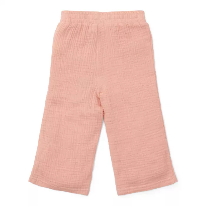Pantaloni din muselina de bumbac organic - Flower Pink - Little Dutch