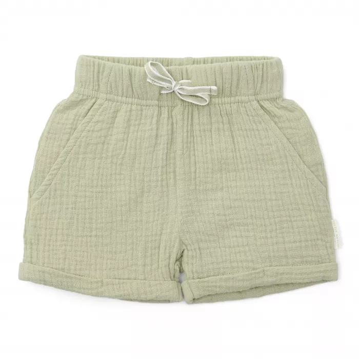 Pantaloni scurti din muselina de bumbac organic - Grass Green - Little Dutch
