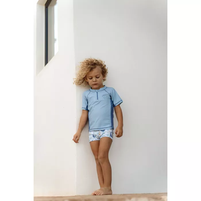 Tricou cu protectie UV 50+ - Blue Wale - Little Dutch