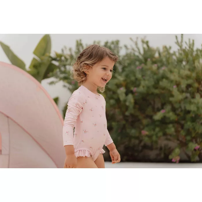 Costum de baie cu maneca lunga cu protectie UV 50+ - Rosy Meadows - Little Dutch