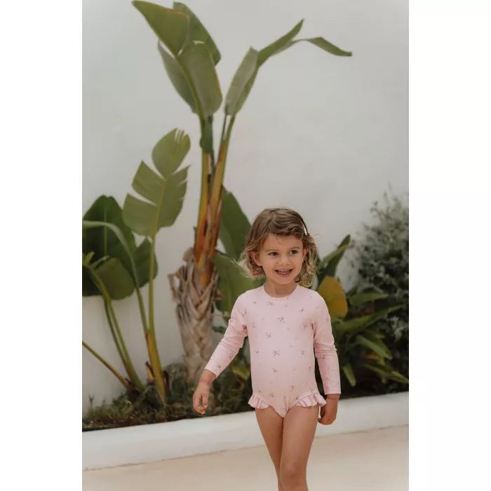 Costum de baie cu maneca lunga cu protectie UV 50+ - Rosy Meadows - Little Dutch