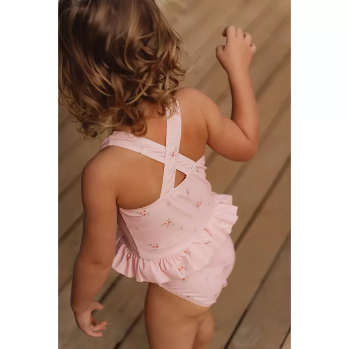 Costum de baie intreg fara maneci cu protectie UV 50+ - Rosy Meadows - Little Dutch