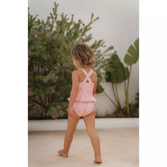 Costum de baie intreg fara maneci cu protectie UV 50+ - Rosy Meadows - Little Dutch