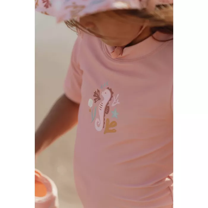 Tricou cu protectie UV 50+ - Seahorse Pink - Little Dutch