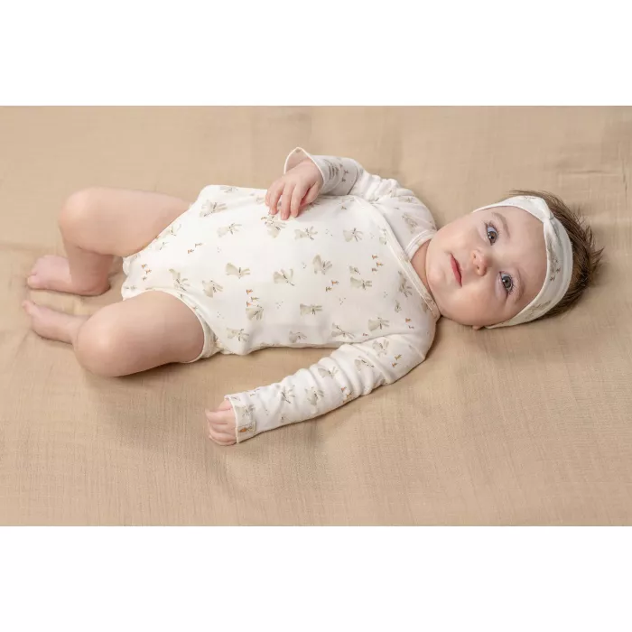 Body kimono cu maneca lunga din bumbac organic - Baby Bunny - Little Dutch