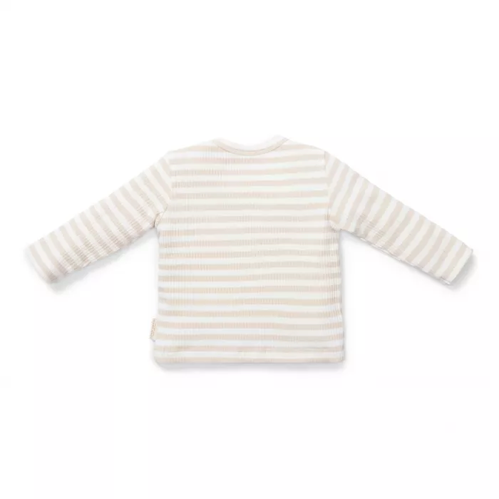 Bluza cu maneca lunga din bumbac organic - Stripe Sand/White - Little Dutch