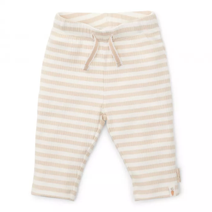 Pantaloni din bumbac organic - Stripe Sand/White - Little Dutch