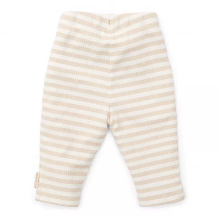 Pantaloni din bumbac organic - Stripe Sand/White - Little Dutch