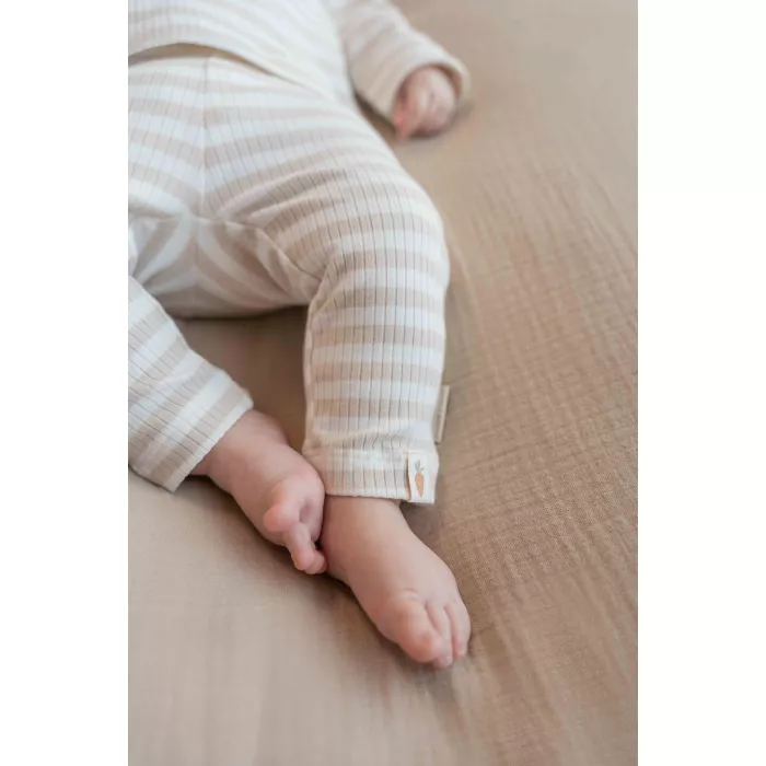 Pantaloni din bumbac organic - Stripe Sand/White - Little Dutch