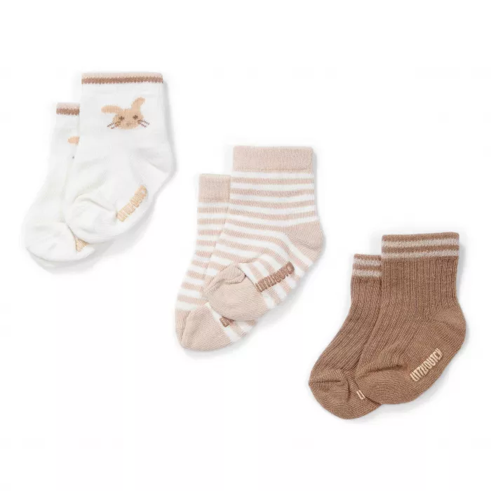 Sosete din bumbac organic - set 3 perechi - Baby Bunny - Little Dutch