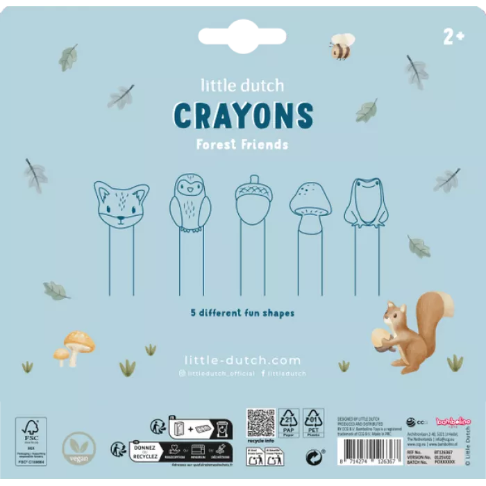 Creioane cerate in forma de animalute - Forest Friends - Little Dutch