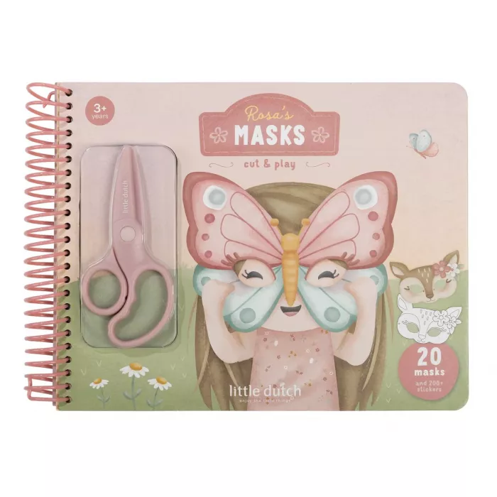 Carte cu masti pentru decupat - stickere si foarfeca incluse - ROSA - Little Dutch