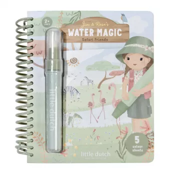 Carte magica de colorat cu apa - Rosa - Safari Friends - Little Dutch