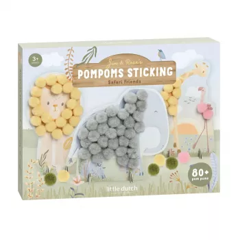 Joc creativ cu pompoane - Safari Friends - Little Dutch