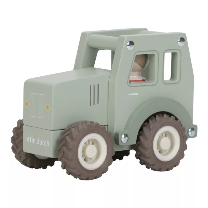 Tractor din lemn FSC cu fermier - Green - Little Dutch
