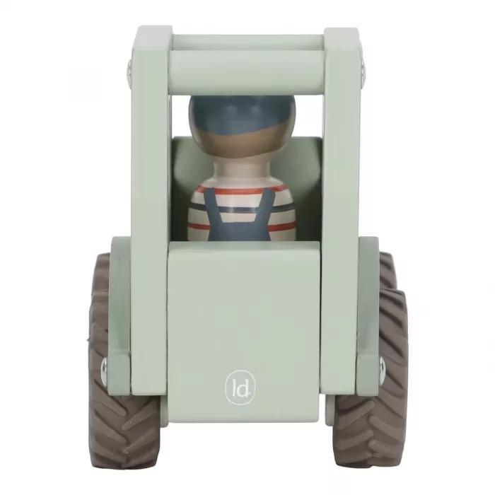 Tractor din lemn FSC cu fermier - Green - Little Dutch