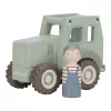 Tractor din lemn FSC cu fermier - Green - Little Dutch