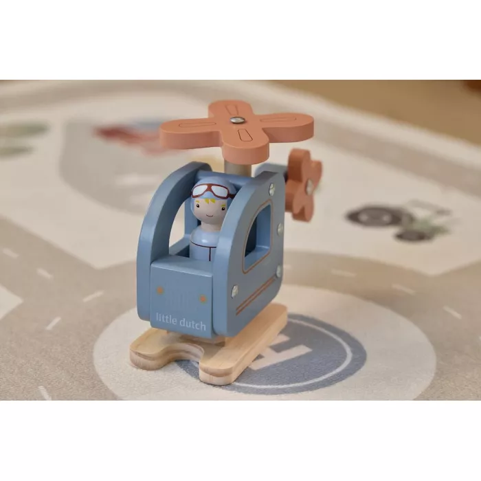 Elicopter din lemn FSC cu pilot - Little Dutch