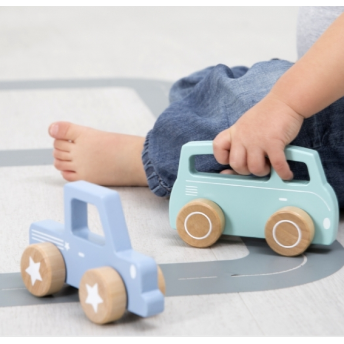 Masinuta clasica din lemn pick up - albastra - Little Dutch Masinuta clasica din lemn pick up - albastra - Little Dutch