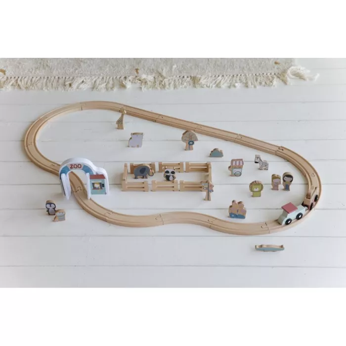 Gradina zoologica, cu figurine din lemn - Extensie Little Railway Collection - Little Dutch