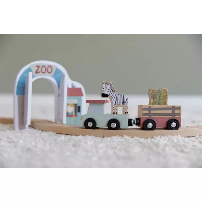 Gradina zoologica, cu figurine din lemn - Extensie Little Railway Collection - Little Dutch