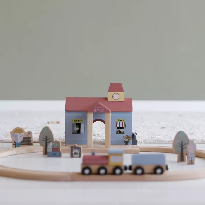 Gara cu figurine din lemn - Extensie Little Railway Collection - Little Dutch