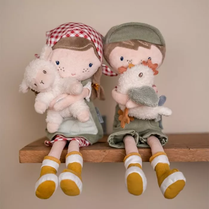 Papusa textila - Jim cu pui - 35 cm - Little Farm - Little Dutch