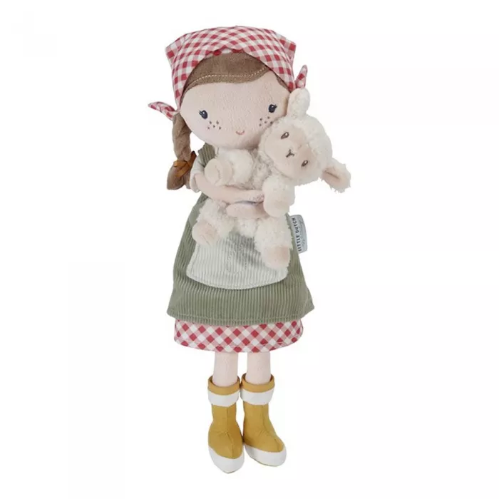 Papusa textila - Rosa cu oita - 35 cm - Little Farm - Little Dutch